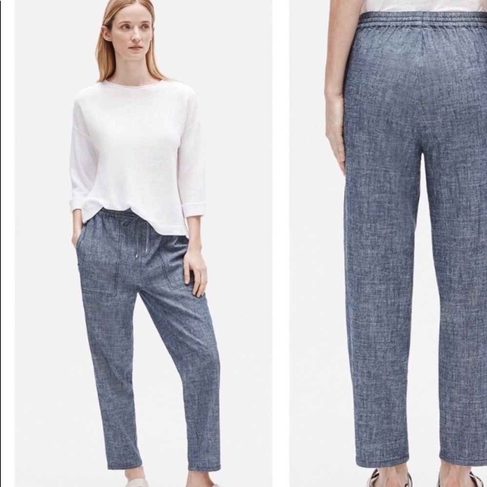Eileen Fisher Hemp Cotton Chambray Slouchy Pant